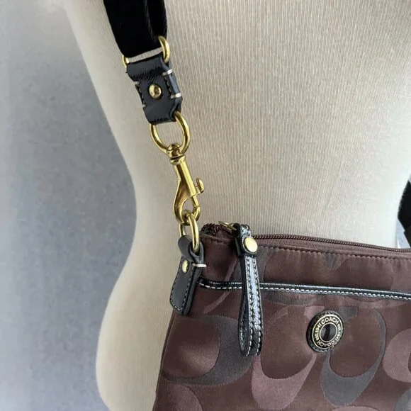 Coach Crossbody Shoulder Bag Brown/Black Swingpack - Picture 6 of 11